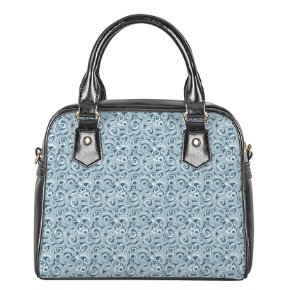 Blue Octopus Tentacles Pattern Print Shoulder Handbag