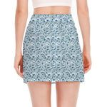 Blue Octopus Tentacles Pattern Print Side Slit Mini Skirt