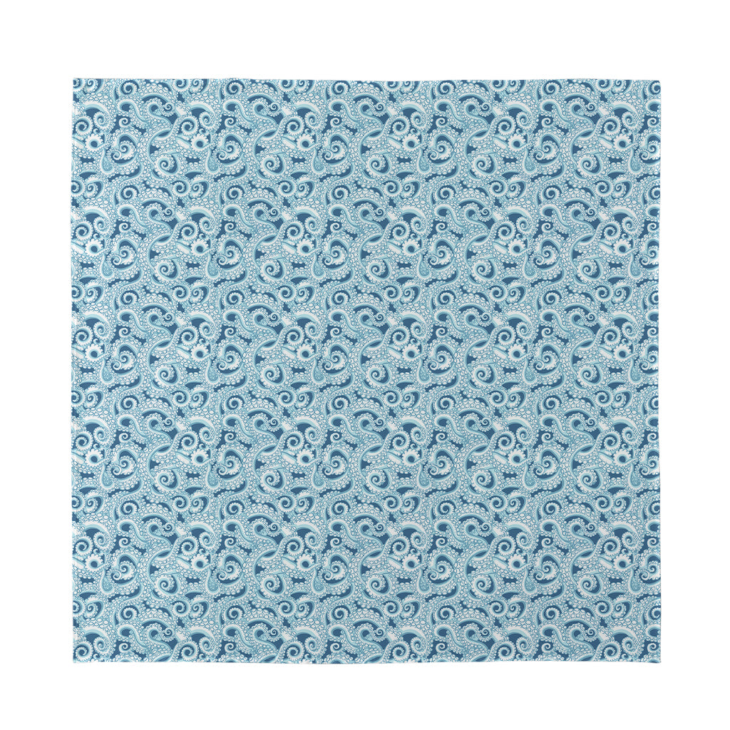 Blue Octopus Tentacles Pattern Print Silk Bandana