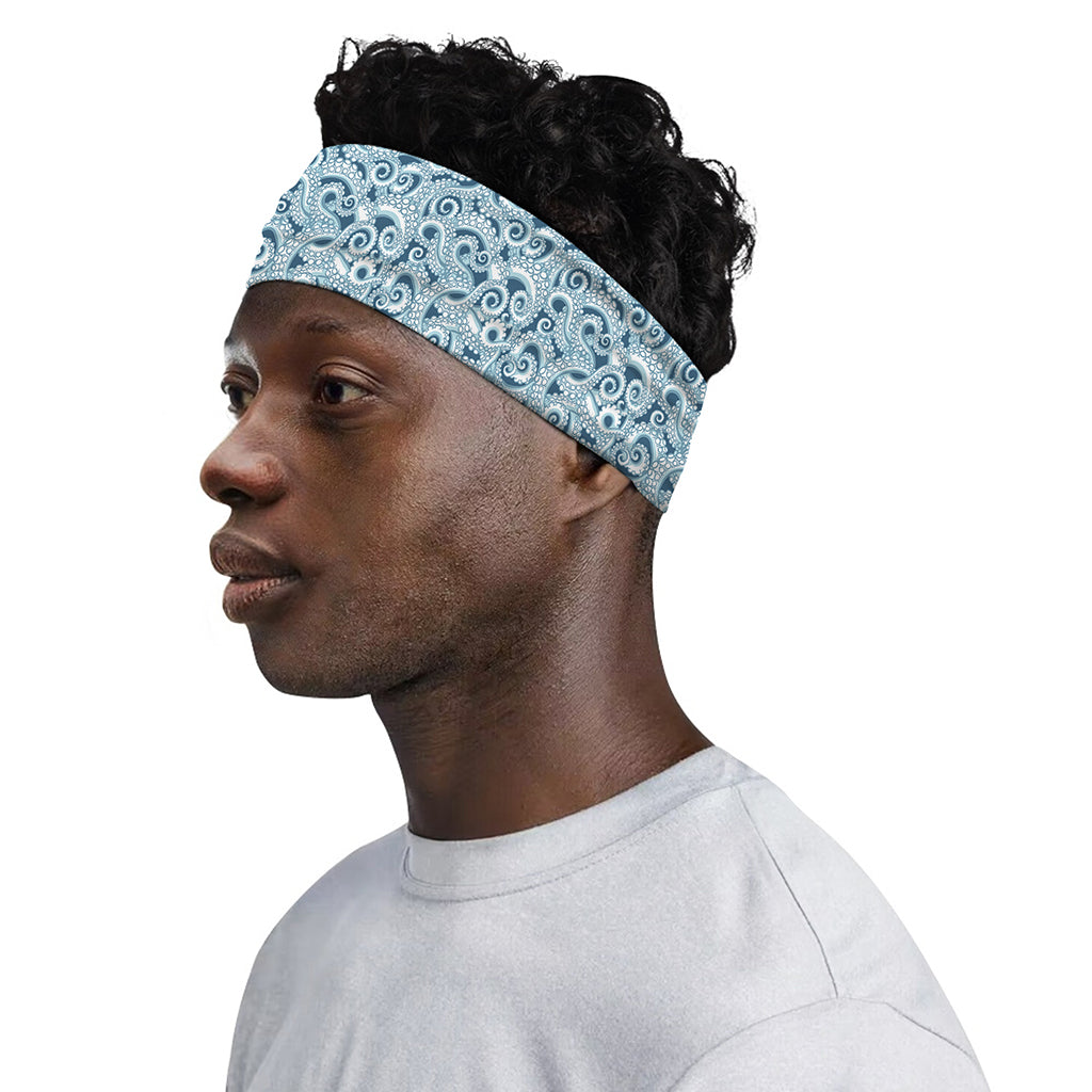 Blue Octopus Tentacles Pattern Print Sports Headband