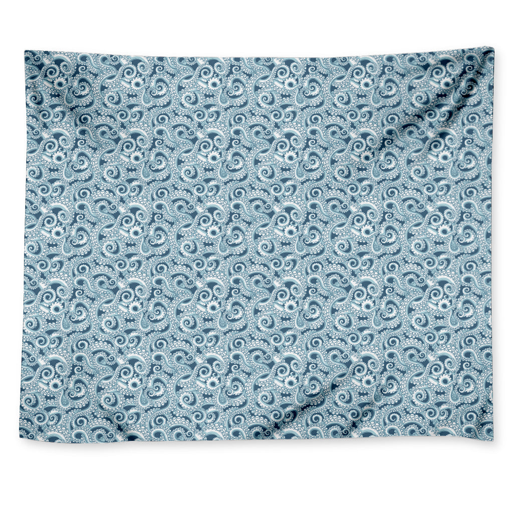 Blue Octopus Tentacles Pattern Print Tapestry