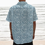 Blue Octopus Tentacles Pattern Print Textured Short Sleeve Shirt