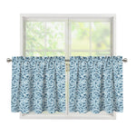 Blue Octopus Tentacles Pattern Print Tier Curtains