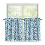 Blue Octopus Tentacles Pattern Print Tier Curtains