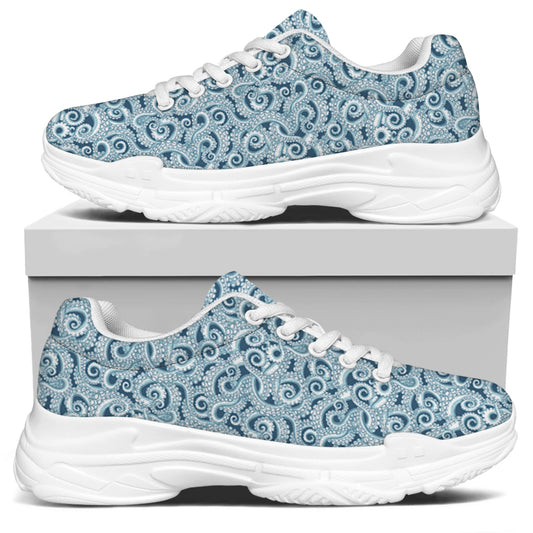 Blue Octopus Tentacles Pattern Print White Chunky Shoes