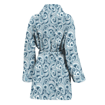 Blue Octopus Tentacles Pattern Print Women's Bathrobe