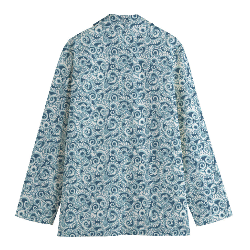Blue Octopus Tentacles Pattern Print Women's Blazer