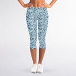 Blue Octopus Tentacles Pattern Print Women's Capri Leggings