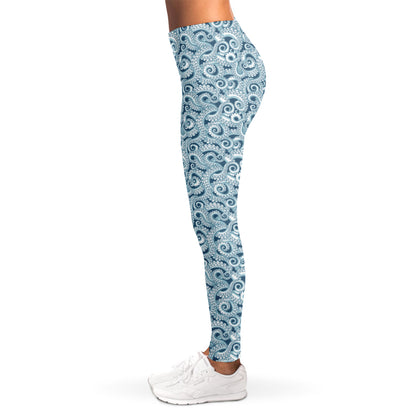 Blue Octopus Tentacles Pattern Print Women's Leggings