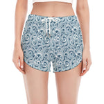 Blue Octopus Tentacles Pattern Print Women's Split Running Shorts