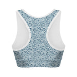 Blue Octopus Tentacles Pattern Print Women's Sports Bra