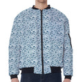 Blue Octopus Tentacles Pattern Print Zip Sleeve Bomber Jacket
