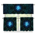 Blue Om Mandala Print 3 Piece Kitchen Curtains