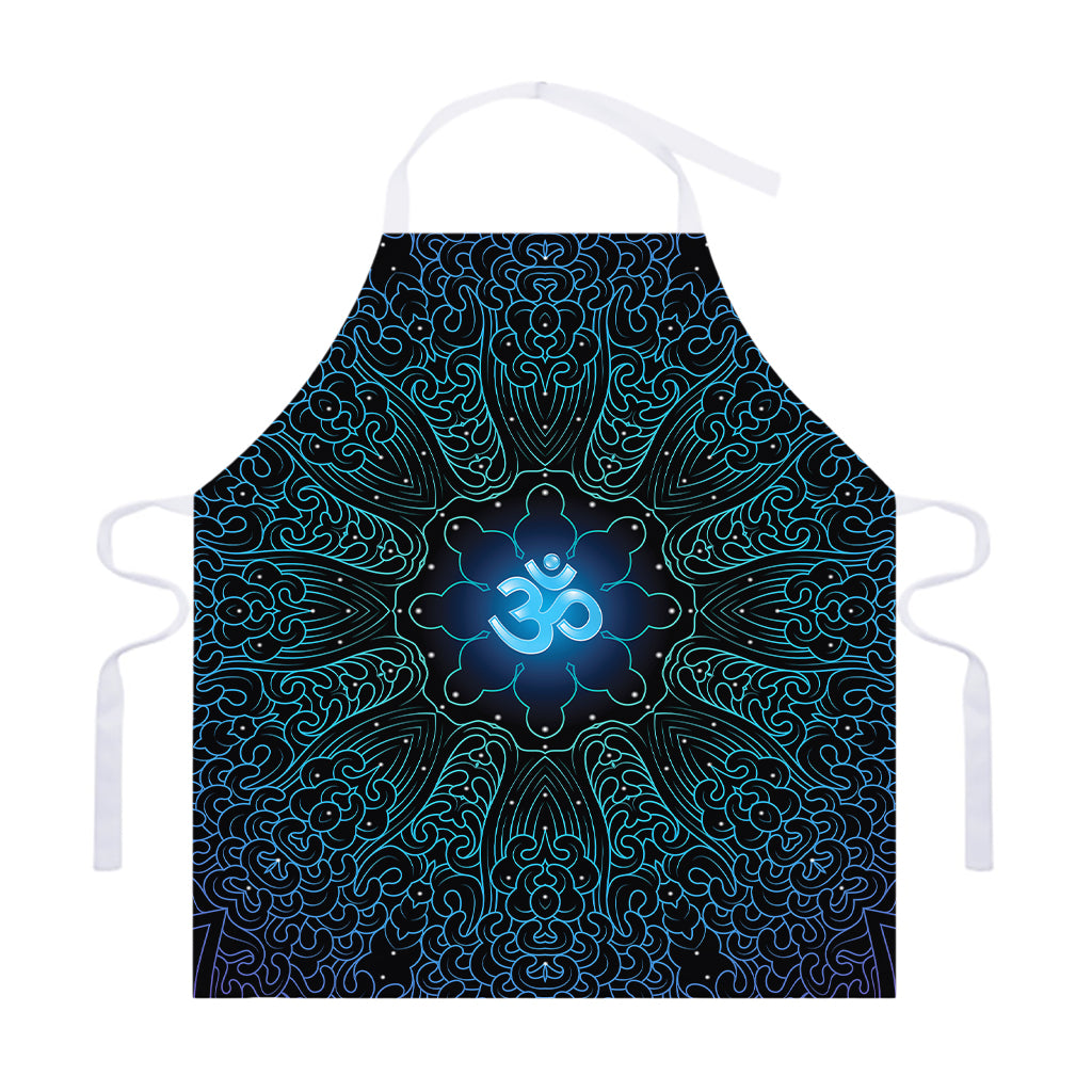 Blue Om Mandala Print Adjustable Apron