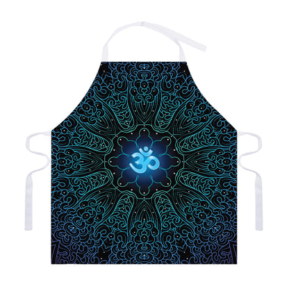 Blue Om Mandala Print Adjustable Apron