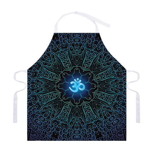 Blue Om Mandala Print Adjustable Apron