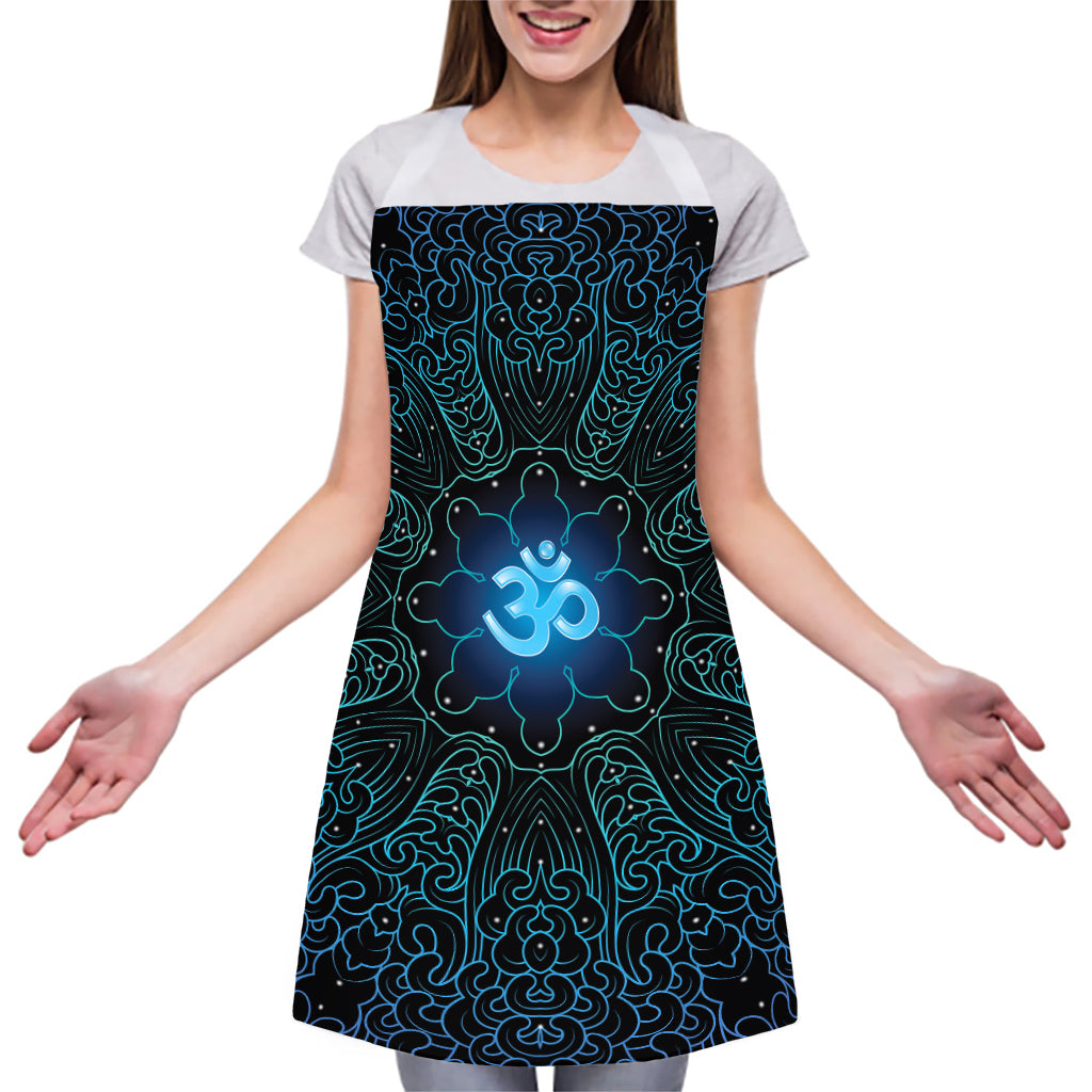 Blue Om Mandala Print Adjustable Apron