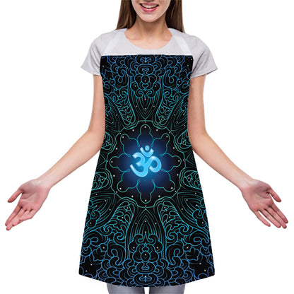 Blue Om Mandala Print Adjustable Apron