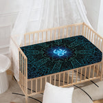 Blue Om Mandala Print Baby Crib Sheet