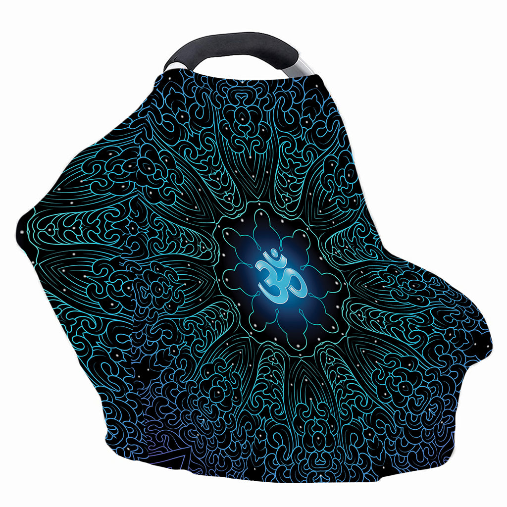 Blue Om Mandala Print Baby Seat Cover