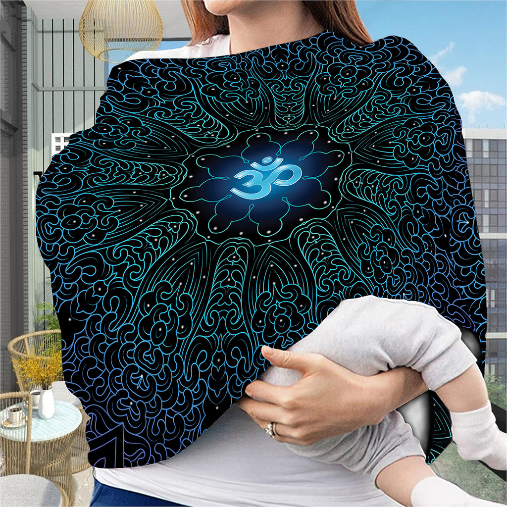 Blue Om Mandala Print Baby Seat Cover