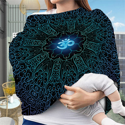 Blue Om Mandala Print Baby Seat Cover