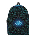 Blue Om Mandala Print School Backpack