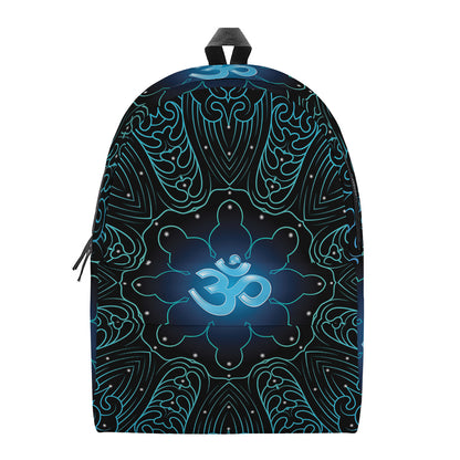Blue Om Mandala Print Backpack