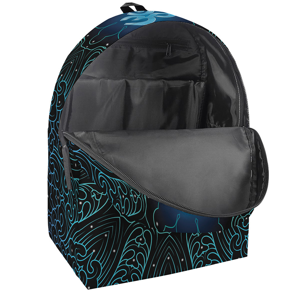 Blue Om Mandala Print Backpack