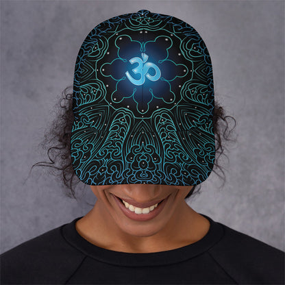 Blue Om Mandala Print Baseball Cap