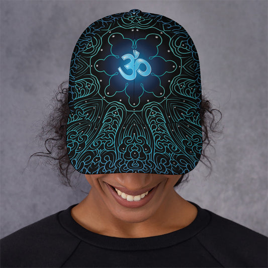 Blue Om Mandala Print Baseball Cap