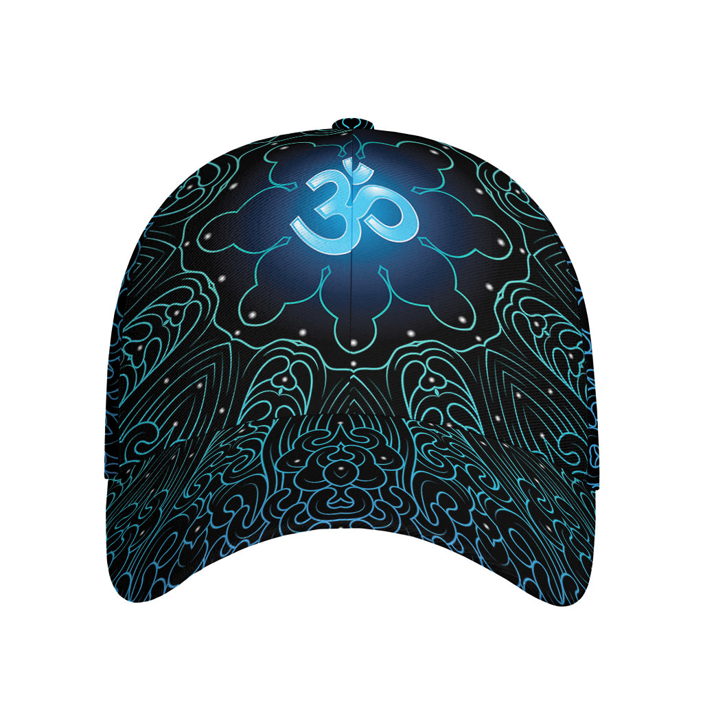 Blue Om Mandala Print Baseball Cap