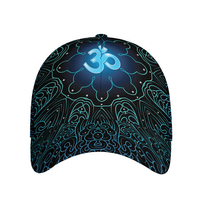 Blue Om Mandala Print Baseball Cap