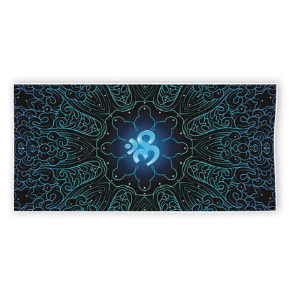 Blue Om Mandala Print Beach Towel