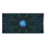 Blue Om Mandala Print Beach Towel