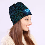 Blue Om Mandala Print Beanie