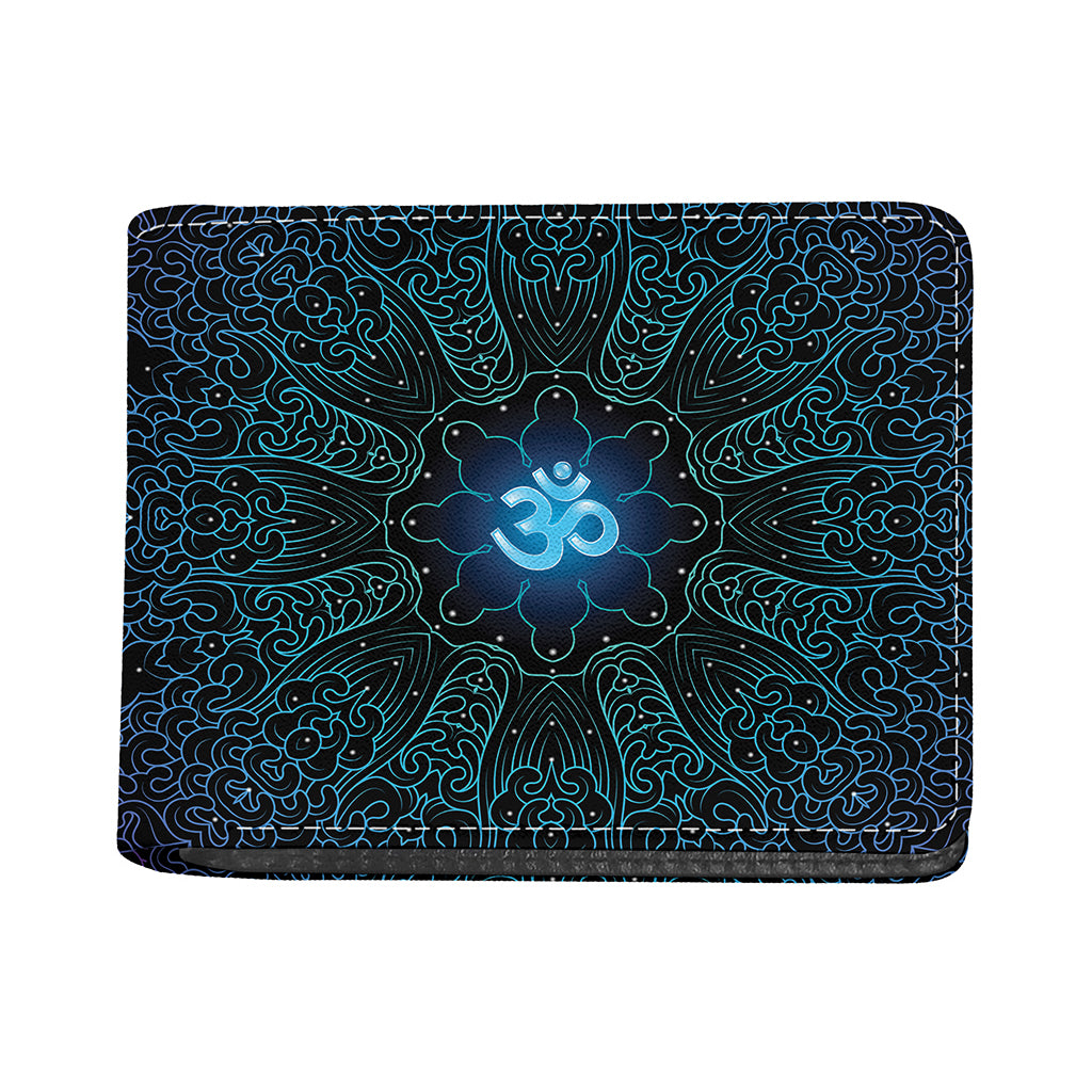 Blue Om Mandala Print Bifold Wallet