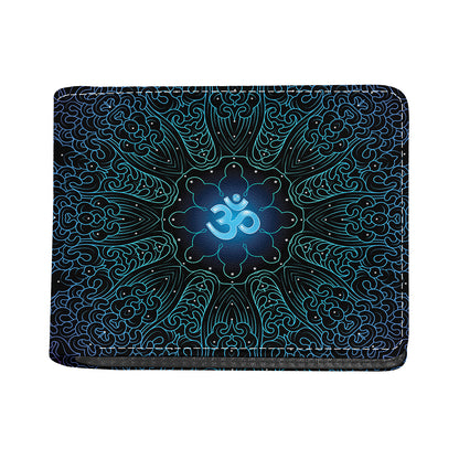 Blue Om Mandala Print Bifold Wallet