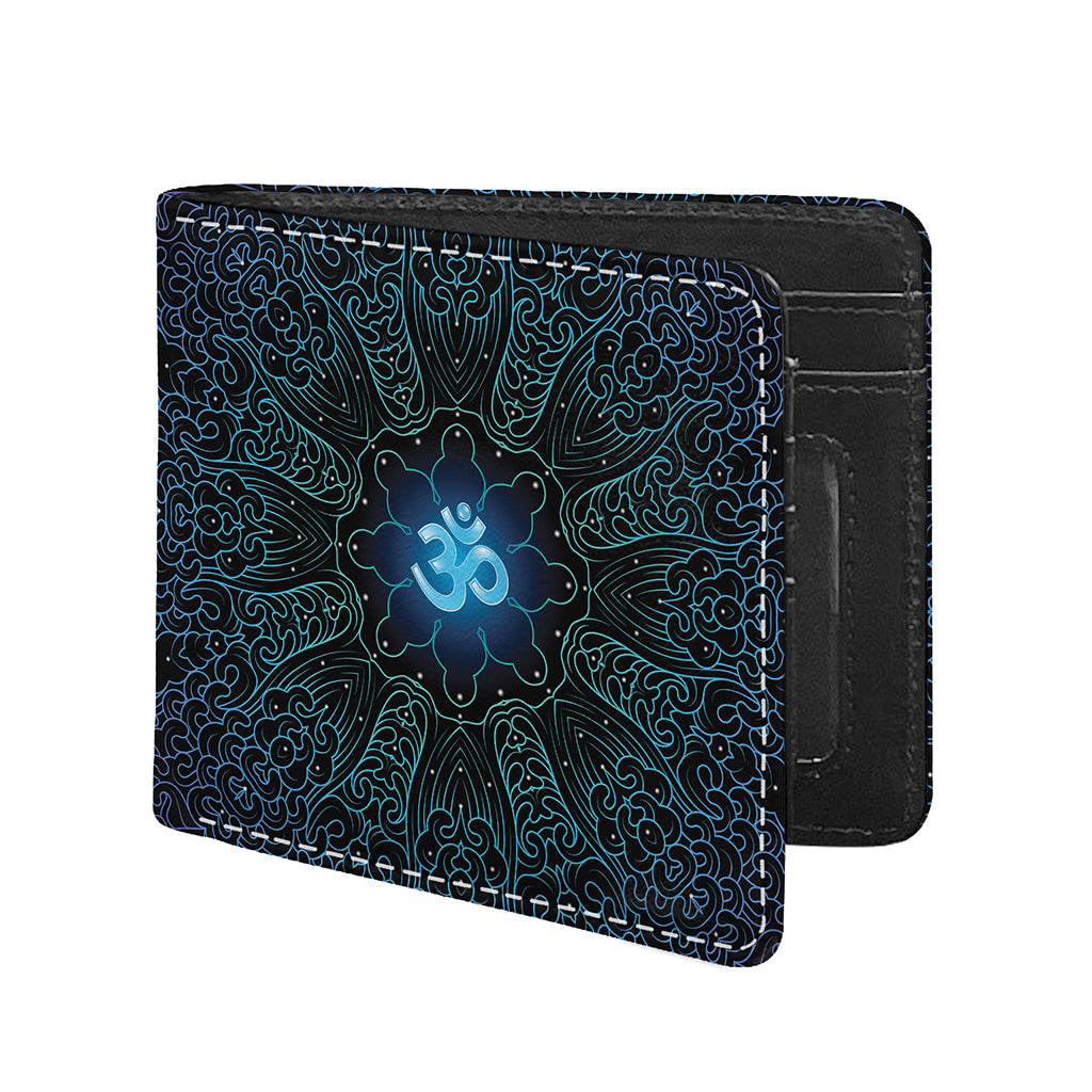 Blue Om Mandala Print Bifold Wallet