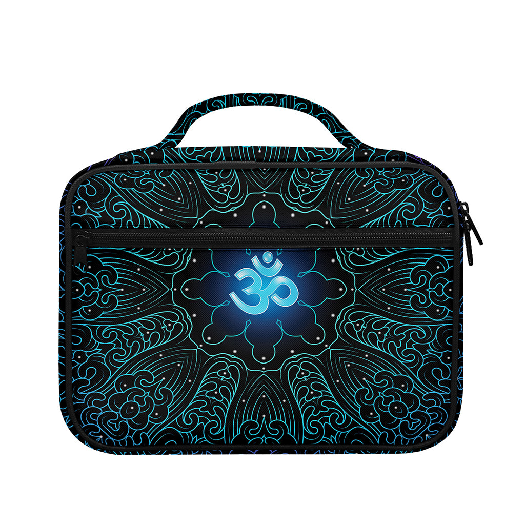 Blue Om Mandala Print Briefcase Bible Bag