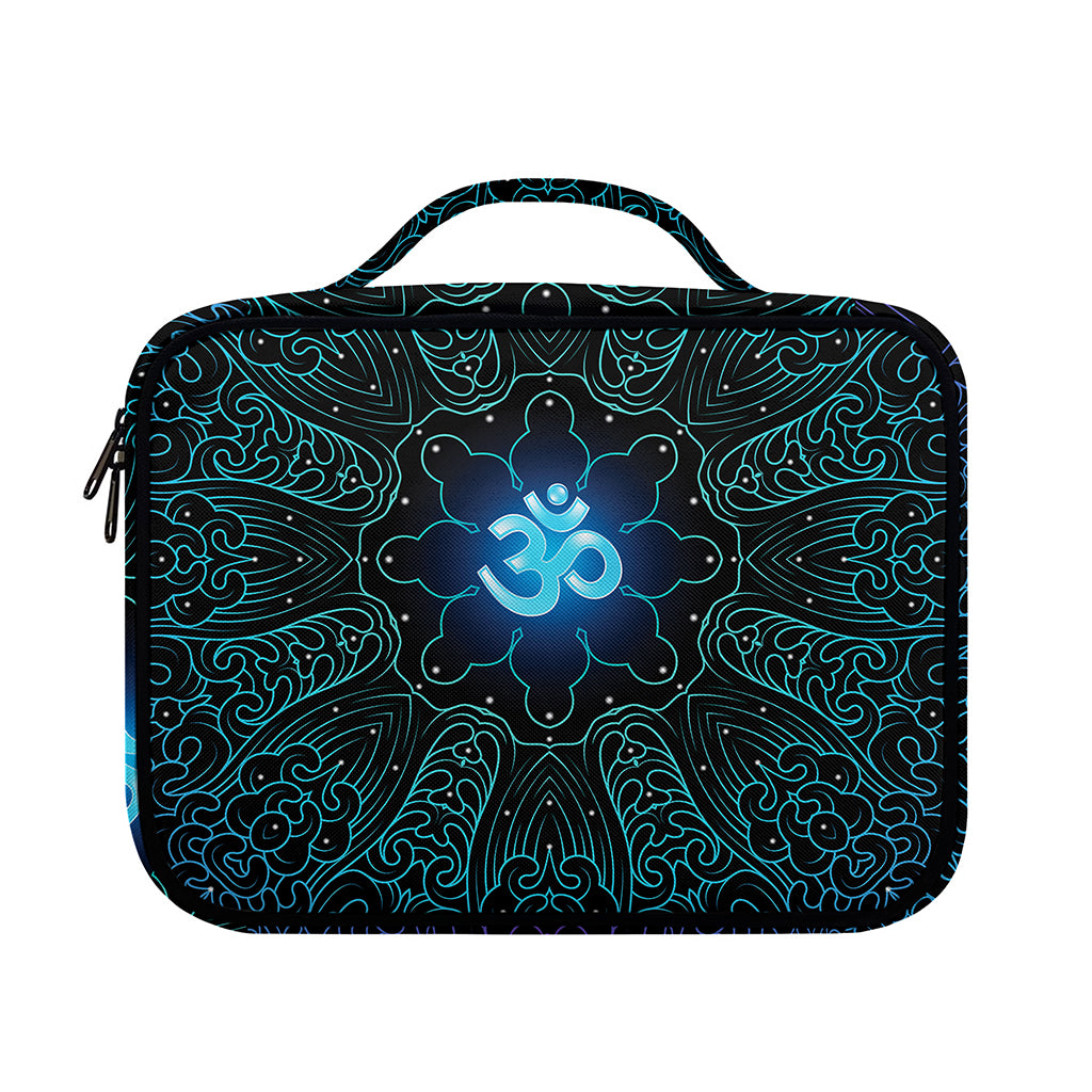 Blue Om Mandala Print Briefcase Bible Bag