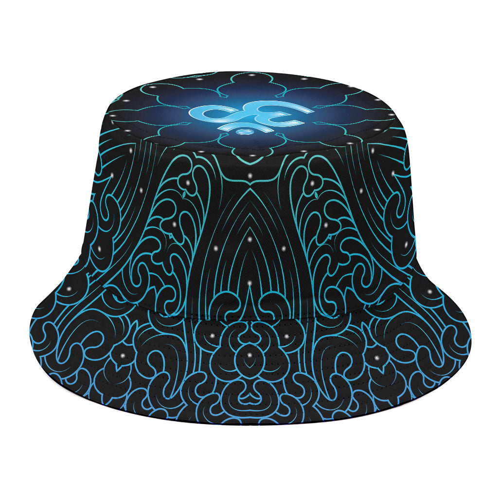 Blue Om Mandala Print Bucket Hat