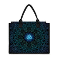 Blue Om Mandala Print Canvas Tote Bag