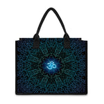 Blue Om Mandala Print Canvas Tote Bag