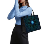 Blue Om Mandala Print Canvas Tote Bag