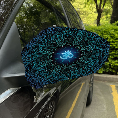 Blue Om Mandala Print Car Side Mirror Covers