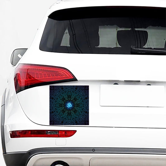 Blue Om Mandala Print Car Sticker