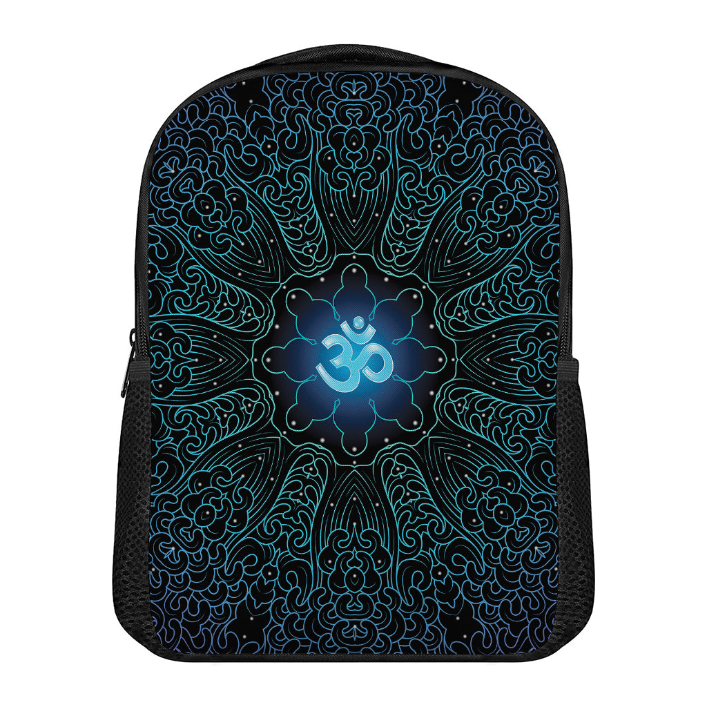Blue Om Mandala Print Casual Backpack