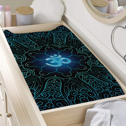 Blue Om Mandala Print Changing Pad Cover