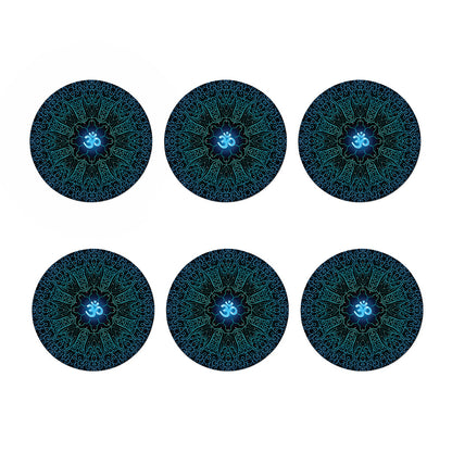 Blue Om Mandala Print Coaster Set